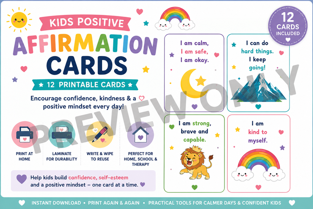 Kids Positive Affirmation Cards